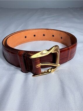 Brighton Brown Leather Belt with Gold Buckle